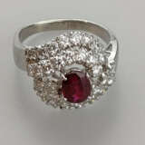 Prunkvoller Rubinring mit Diamanten - Weißgold 585… - фото 1