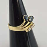 Saphirring mit Diamanten - Gelbgold 585/000 (14K),… - Foto 1