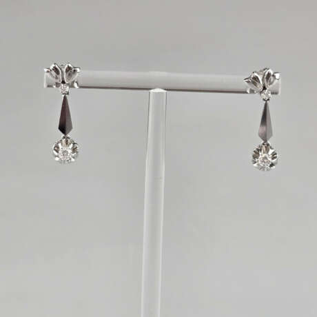 Ein Paar Diamantohrstecker - Weißgold 585/000, Sic… - Foto 1 Ein Paar Diamantohrstecker - Weißgold 585/000, Sic… - Foto 1