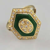 Emailring mit Diamantzier - Gelbgold 750/000 (18 K… - Foto 1