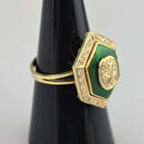 Emailring mit Diamantzier - Gelbgold 750/000 (18 K… - Foto 2