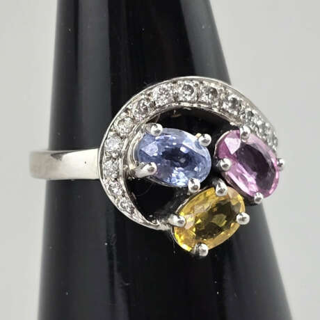 Farbenfroher Saphirring - Weißgold 750/000 (18 K),… - photo 1