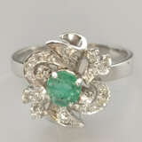 Smaragdring mit Diamanten - Weißgold 585/000 (14 K… - фото 1