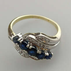 Saphirring mit Diamanten - Gelb-/Weißgold 585/000 …