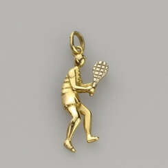 18K-Anhänger "Tennisspieler" - Gelbgold 750/000, L…