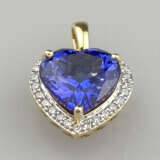 Tansanit-Brillant-Herzanhänger - 585/000 Gelbgold … - фото 2