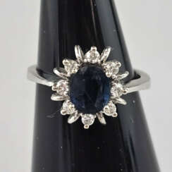 Saphirring mit Diamanten- Weißgold 585/000 (14 K),…
