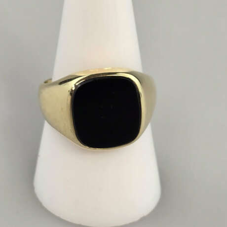 14K-Onyxring - Gelbgold 585/000 (14K), gestempelt,… - фото 1