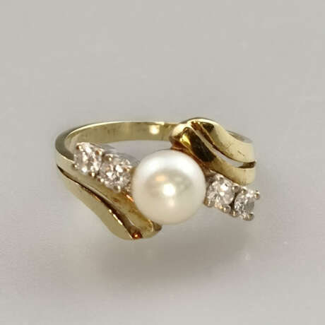 14K-Diamantring - Gelbgold 585/000 (14K), gezackte… - фото 1