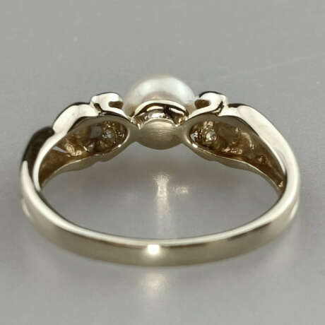 Perlring - Gelbgold 585/000 (14K), Ringkopf mit ve… - photo 2