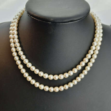 Perlencollier - zweireihig aufgezogene champagnerf… - фото 1