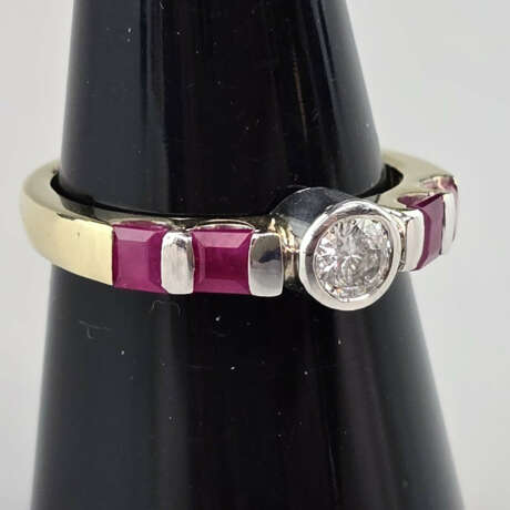 14K-Diamantring mit Rubinen - Gelbgold 585/000 (14… - фото 1