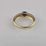 Saphirring mit Diamanten - Gelbgold 585/000 (14 K)… - photo 2