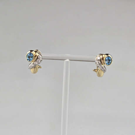 Ein Paar Tricolor-Topasohrstecker mit Diamanten - … - photo 1