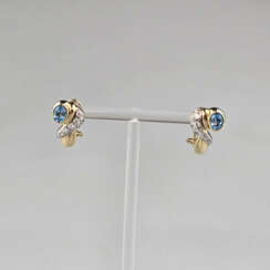 Ein Paar Tricolor-Topasohrstecker mit Diamanten - …