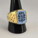 Achat-Siegelring - Silberfassung vergoldet, „925“ … - photo 1