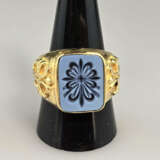 Achat-Siegelring - Silberfassung vergoldet, „925“ … - photo 2