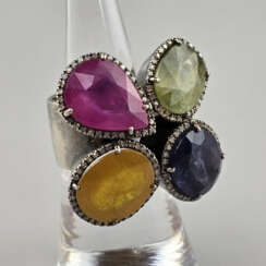 Silberring mit farbenfrohem Besatz - Sterling Silb…