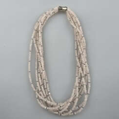 Rosenquarz-Collier mit Silberschließe - 8 Stränge …
