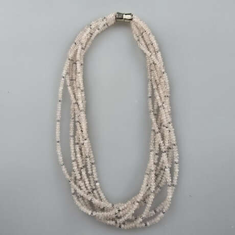 Rosenquarz-Collier mit Silberschließe - 8 Stränge … - фото 1