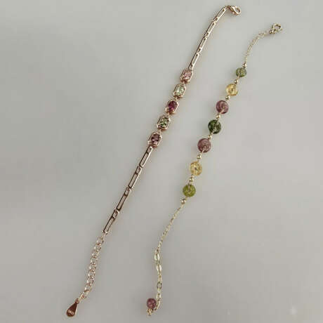 Zwei Turmalinarmbänder - Silber vergoldet, 1x gest… - фото 1 Zwei Turmalinarmbänder - Silber vergoldet, 1x gest… - фото 1