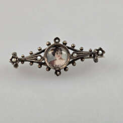 Portraitbrosche - um 1900, 935er Silber, gestempel…