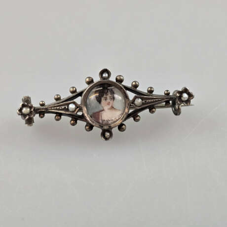 Portraitbrosche - um 1900, 935er Silber, gestempel… - фото 1 Portraitbrosche - um 1900, 935er Silber, gestempel… - фото 1