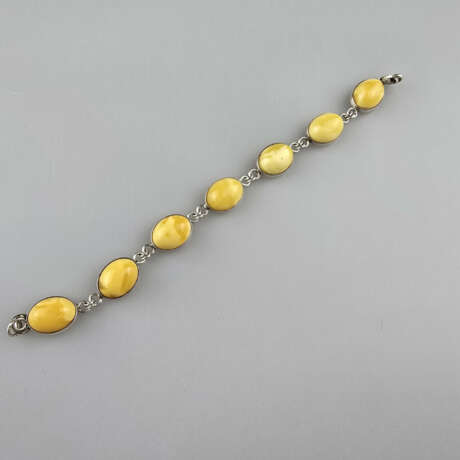 Bernsteinarmband - 925er Silberfassung, sieben ova… - фото 1