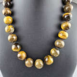 Massive Tigerauge-Halskette - polierte Tigerauge-K… - фото 1