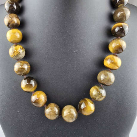 Massive Tigerauge-Halskette - polierte Tigerauge-K… - фото 1 Massive Tigerauge-Halskette - polierte Tigerauge-K… - фото 1