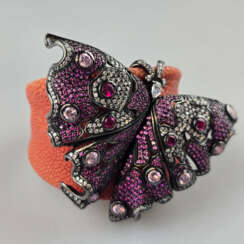 Opulente Armspange mit Schmetterling - Silber gesc…