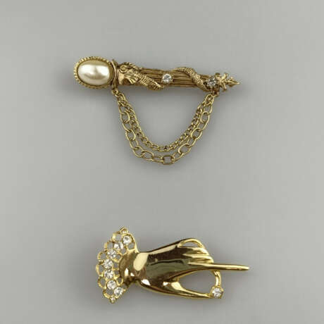 Zwei Vintage-Broschen - Metall goldfarben bzw. ver… - photo 1