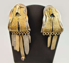 Paar ausgefallene brutalistische Vintage-Ohrstecke…