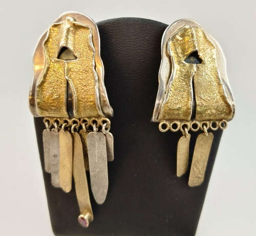 Paar ausgefallene brutalistische Vintage-Ohrstecke… - фото 1