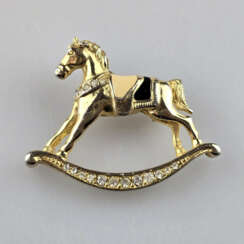 Vintage-"Christmas"-Brosche - Schaukelpferd, Metal…