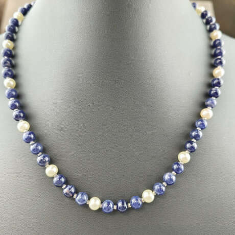 Vintage-Halskette - fein polierte Lapiskugeln von … - фото 1