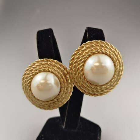 Ein Paar Vintage-Ohrclips - USA, Metall goldfarben… - Foto 1