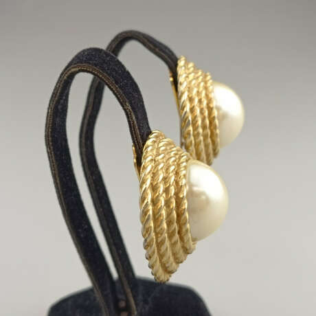 Ein Paar Vintage-Ohrclips - USA, Metall goldfarben… - Foto 2