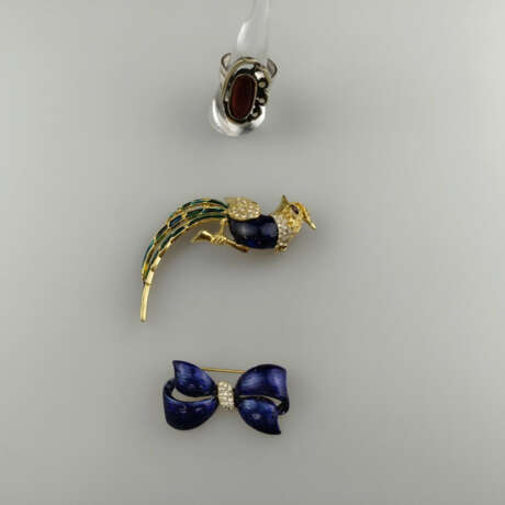 Konvolut Vintage-Schmuck mit Emaille-Dekor- 3-tlg.… - Foto 1