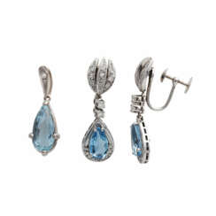 Schmuckset Anhänger und Ohrhänger mit Aquamarinen