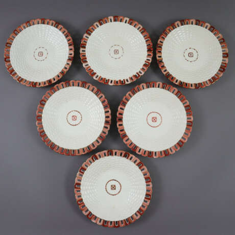 Satz von sechs Tellern - um 1900, Waechtersbach, K… - photo 1 Satz von sechs Tellern - um 1900, Waechtersbach, K… - photo 1