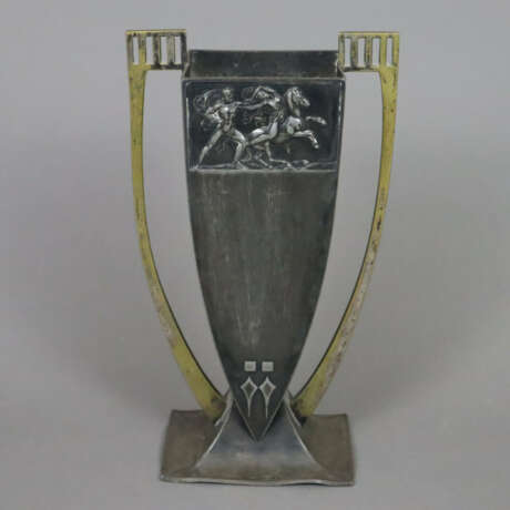 Jugendstil-Vase - um 1910, Messing / versilbertes … - photo 1 Jugendstil-Vase - um 1910, Messing / versilbertes … - photo 1