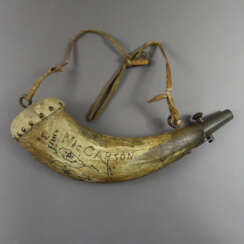 Schweres antikes Pulverhorn -USA / 1880er Jahre, K…