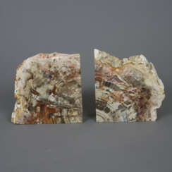 Ein Paar Buchstützen aus versteinertem Holz - USA,…