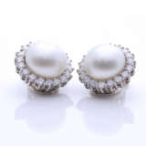 Perl-Ohrclips mit Diamanten-Entourage - фото 1