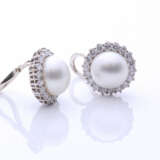 Perl-Ohrclips mit Diamanten-Entourage - фото 2
