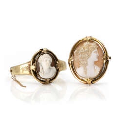 Antike Brosche und Armreif mit Kamée