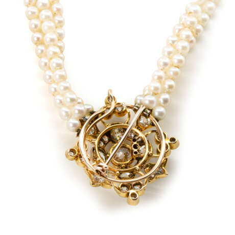 Historisches Diamant-Collier mit Perlen - photo 2