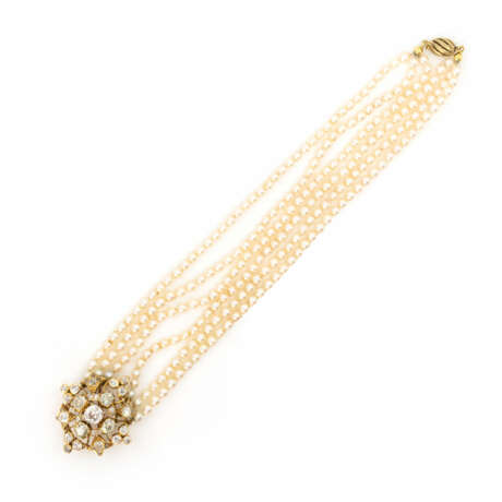 Historisches Diamant-Collier mit Perlen - photo 4