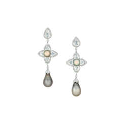 NATURAL PEARL AND DIAMOND EARRINGS